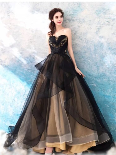 Noble temperament, black banquet, annual conference stage performance, runway show host, artistic examination princess wedding dress